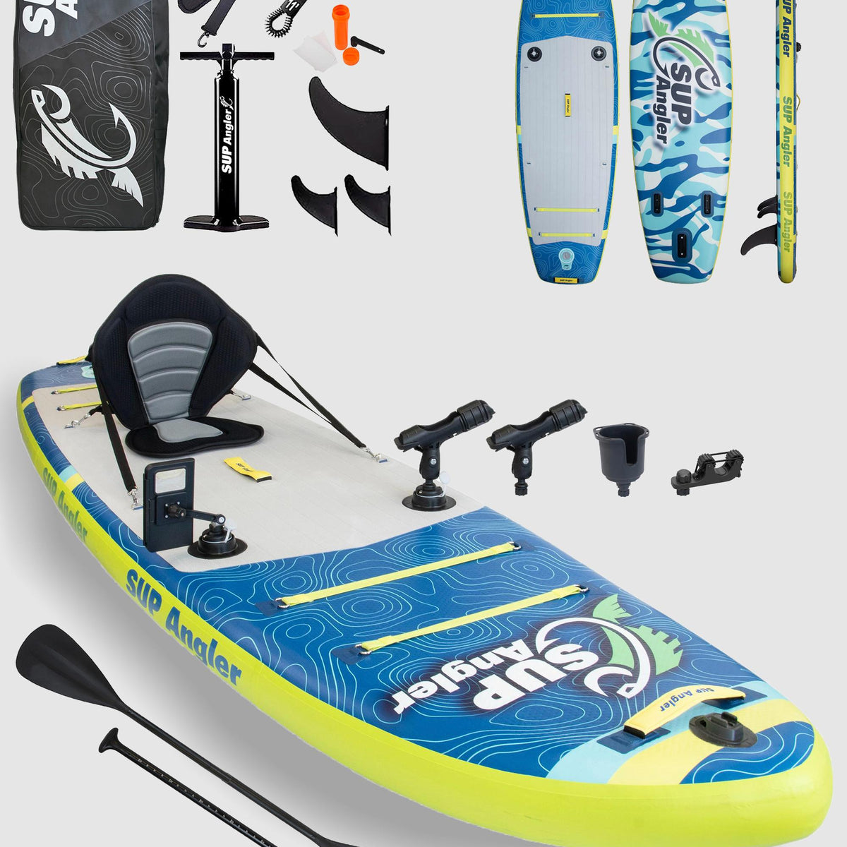 Inflatable Fishing Paddle Board Packages, X-Wide with Accessory Mounts