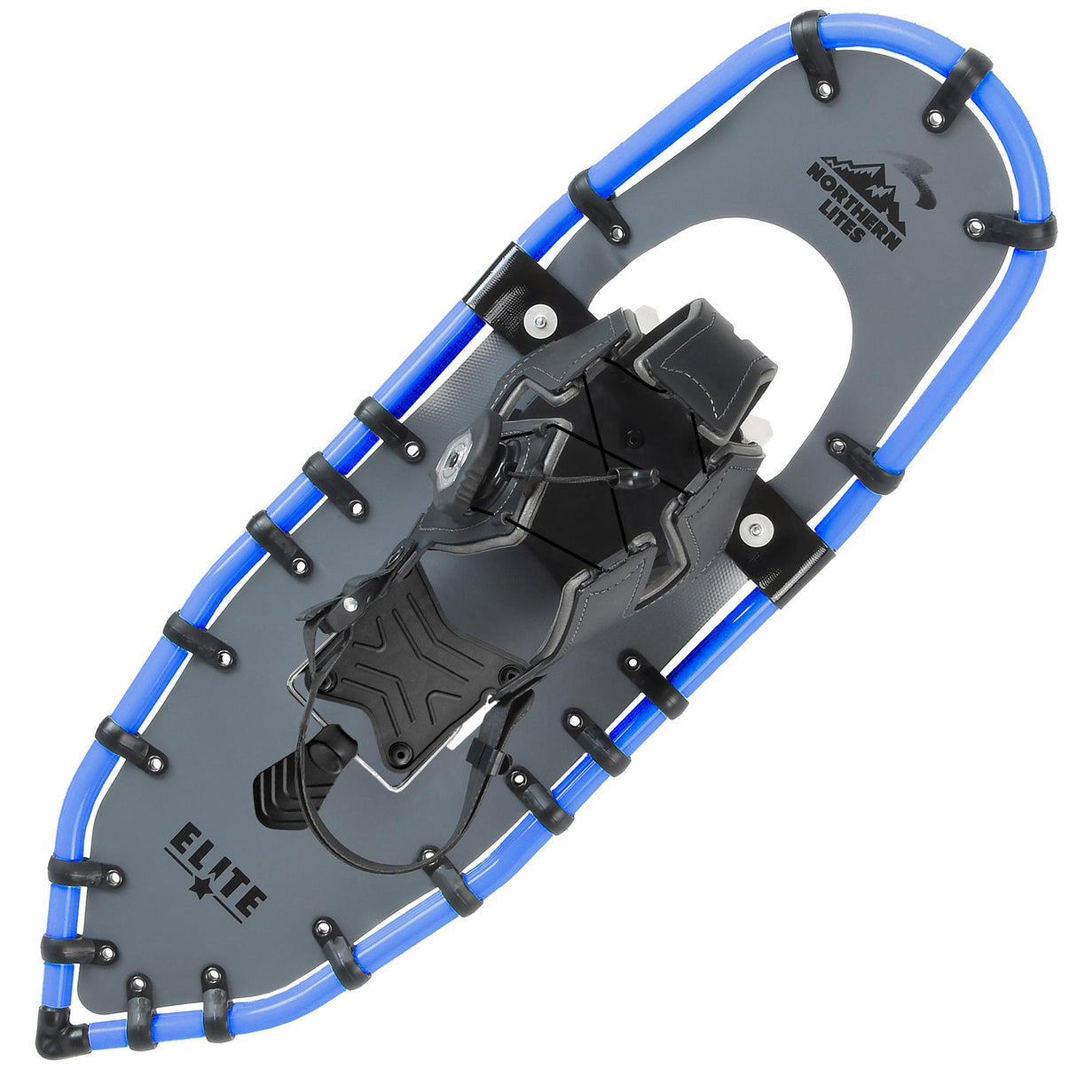 Blue Men’s Elite 25 mountain snowshoes with heel lift and aggressive traction