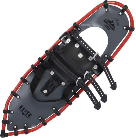 Close-up of red Elite Race TruTrak traction and binding system