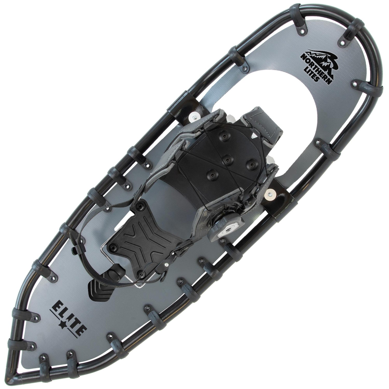 Gray Men’s Elite 25 mountain snowshoes with crampons and heel lift