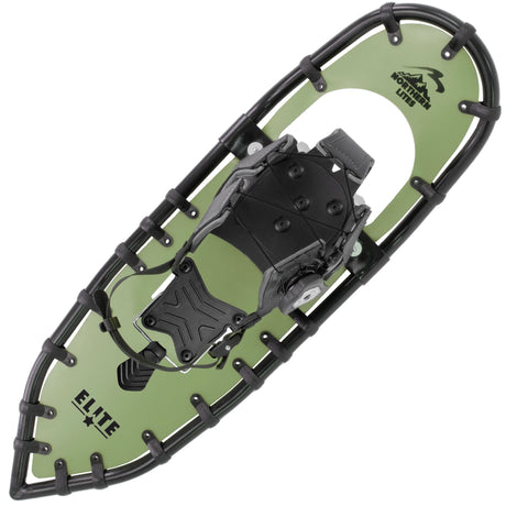 Green Menβs Elite 25 mountain snowshoes with heel lift and TruTrak-style traction
