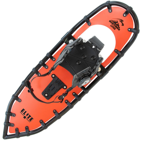 Menβs Elite 25 ultralight snowshoes in orange for trail and mountain use