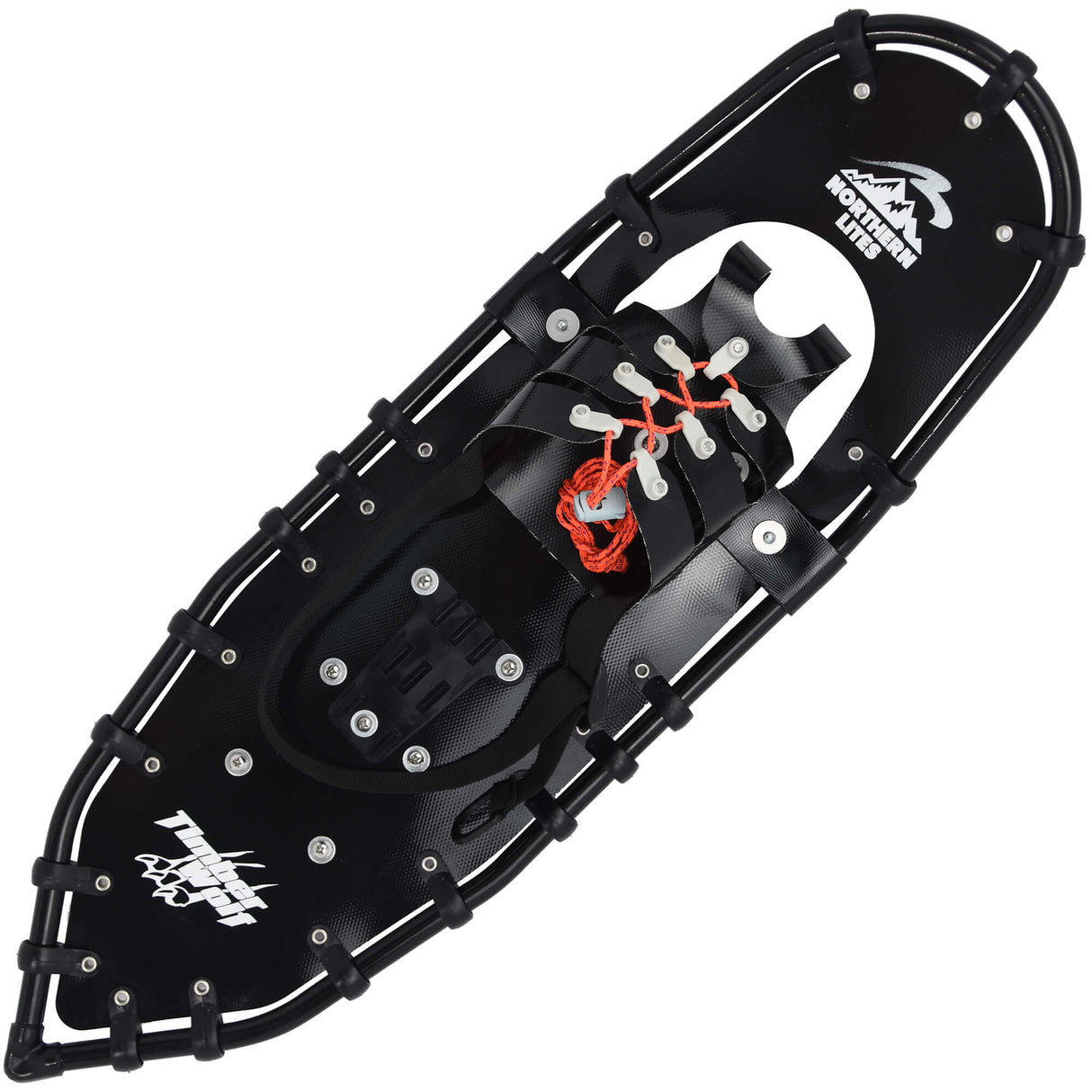 Top view of Timber Wolf 25 speed conversion snowshoes with lightweight frame
