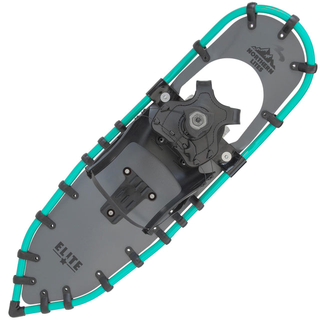 Women’s Elite 25 ultralight snowshoes in teal on white background