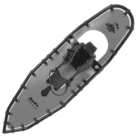 Tundra 33 gray mountain snowshoes with heel lift and crampons