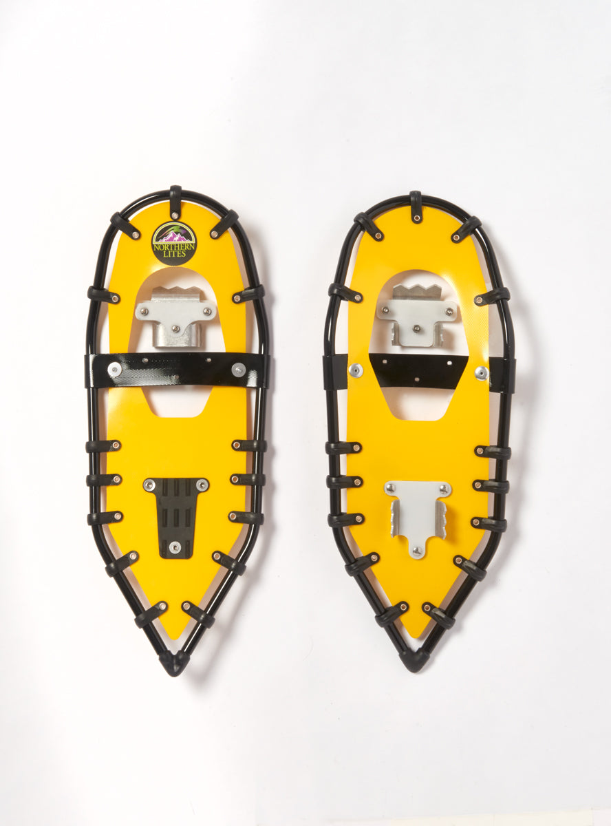 Race-style snowshoes in yellow with direct mount system and bindings