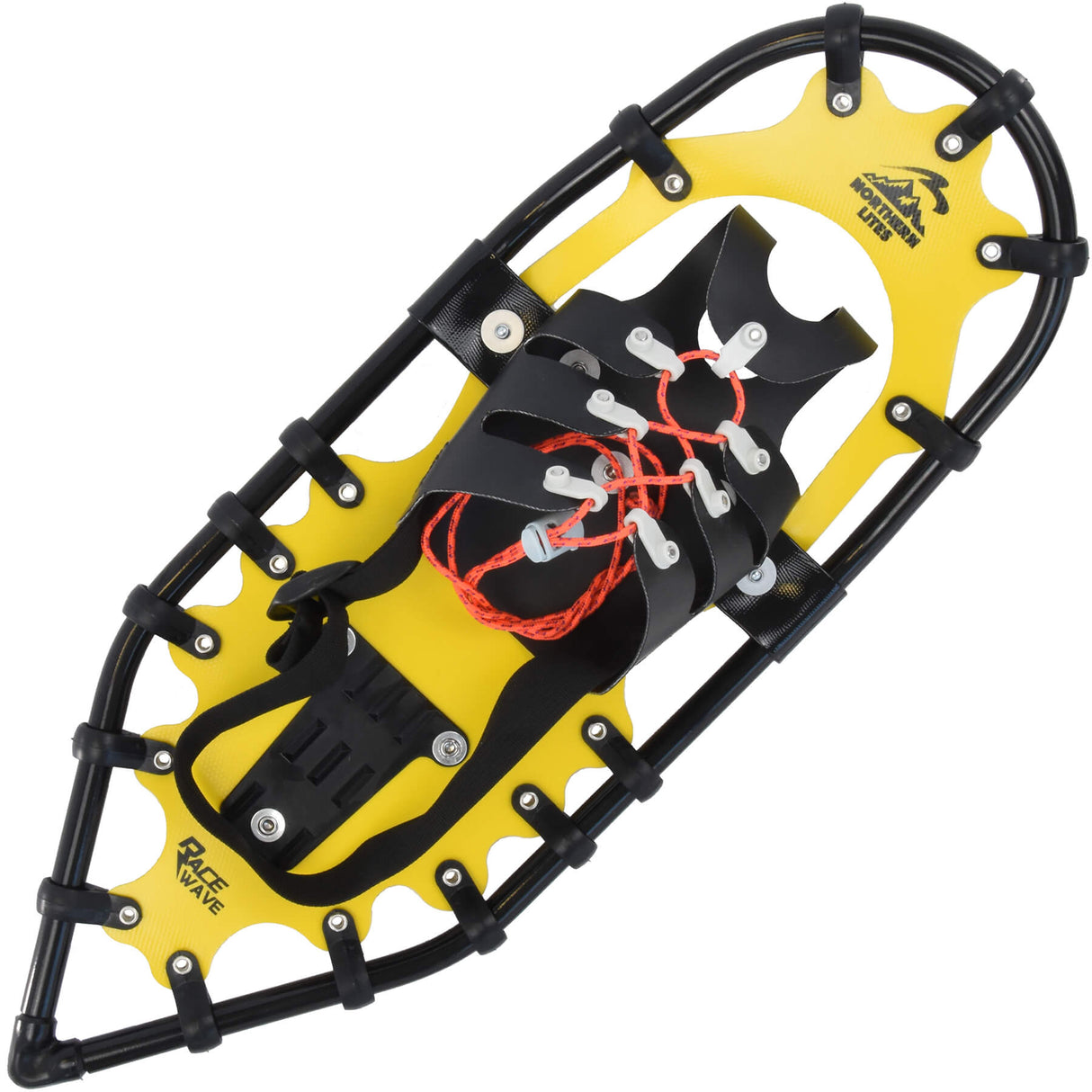 Race Wave ultralight snowshoes in yellow, top view for running and competition