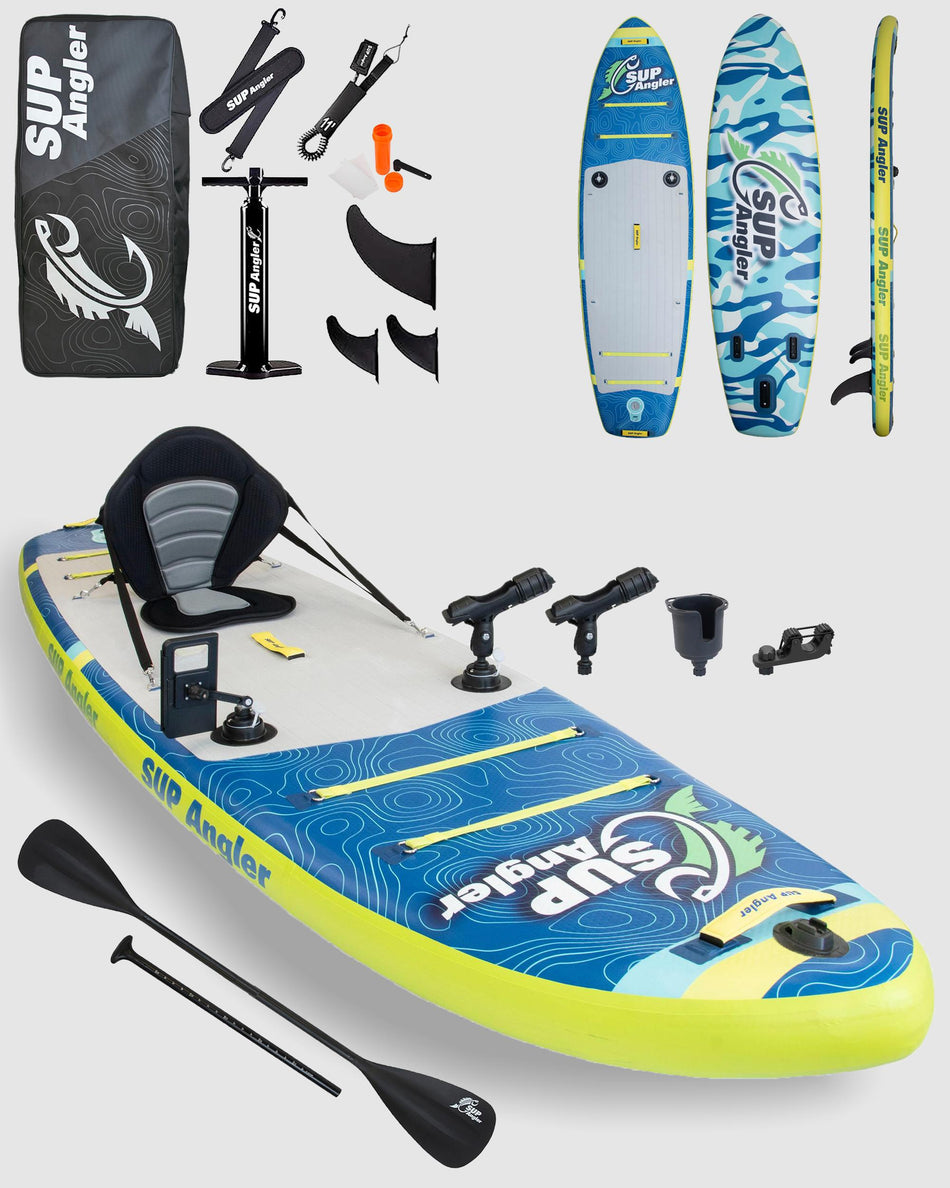 Angler I - 10'8" X 35" X-Wide Inflatable Fishing Paddle Board Package