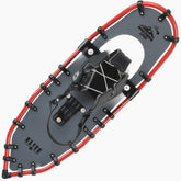 Elite Race ultralight running snowshoes in red, overhead product view