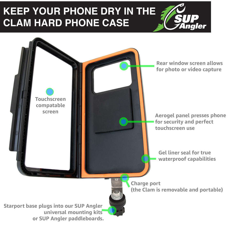 SUP Angler Clam Adjustable Waterproof Hard Phone Case