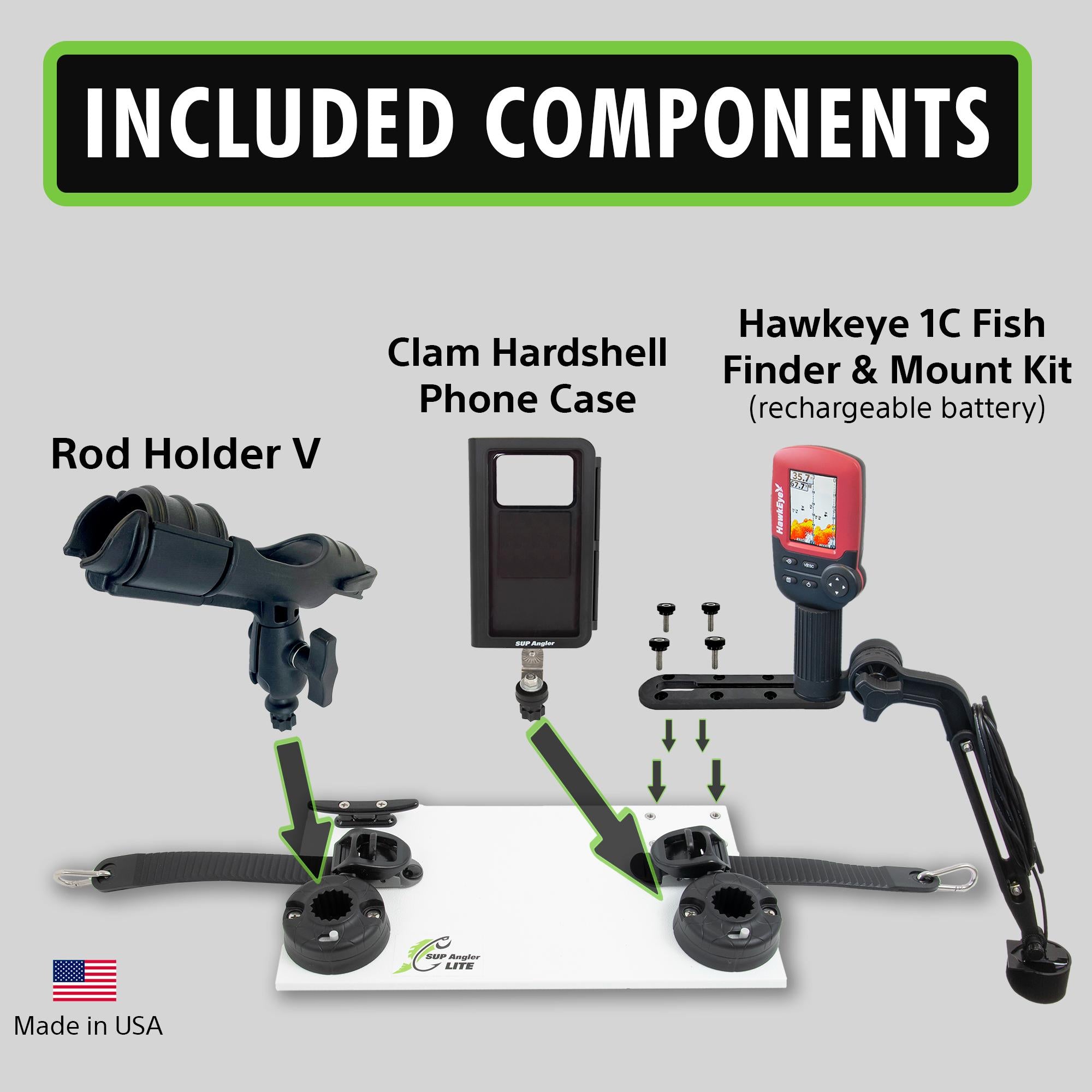 Lite Mounting Kit (Rod Holder V / 1 Waterproof Phone Case / 1C Fish Finder)
