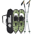 Men’s Elite 25 green ultralight snowshoe bundle with trekking poles and carry bag
