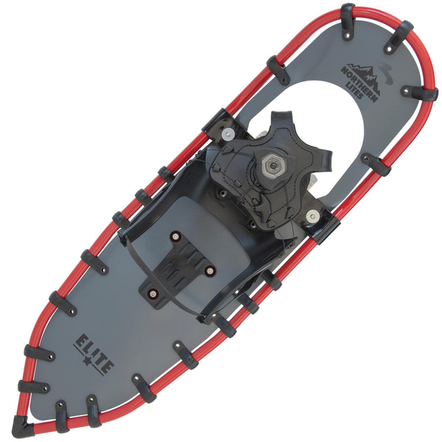 Women’s Elite 25 ultralight snowshoes in red, product top view