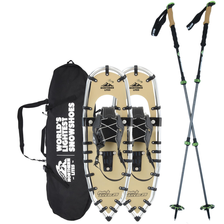 Great for Beginners/Recreational Use: Quicksilver All-Terrain Snowshoe Bundle